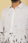 MR. Ajay Kumar_White Linen Embroidery Floral Print Shirt _at_Aza_Fashions