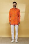 Mr. Ajay Kumar_Orange 100% Luxe Cotton Printed Floral Full Sleeved Shirt  _Online_at_Aza_Fashions