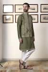 Buy_Gargee Designers_Green Cotton Silk Zaitoon Divy Mirrorwork Embellished Bundi Kurta Set _Online_at_Aza_Fashions