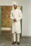 Buy_Gargee Designers_White Poly Silk Embroidered Dori Mogra Anmol Sherwani Churidar Set _at_Aza_Fashions