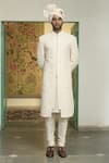 Shop_Gargee Designers_White Poly Silk Embroidered Dori Mogra Anmol Sherwani Churidar Set _Online_at_Aza_Fashions