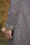 Buy_Gargee Designers_Blue Poly Wool Jacquard Woven Paisley Neelam Tara Sherwani Churidar Set 