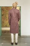 Shop_Gargee Designers_Pink Poly Wool Jacquard Woven Paisley Gulbaag Dilkash Sherwani Churidar Set _at_Aza_Fashions