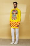 Buy_Mr. Ajay Kumar_Yellow 100% Luxe Cotton Printed Floral Full Sleeved Shirt  _Online_at_Aza_Fashions