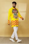 Shop_Mr. Ajay Kumar_Yellow 100% Luxe Cotton Printed Floral Full Sleeved Shirt  _Online_at_Aza_Fashions