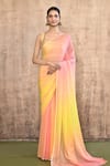 Buy_Nazaakat by Samara Singh_Multi Color Chiffon Ombre Saree With Unstitched Blouse Piece_at_Aza_Fashions