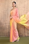 Buy_Nazaakat by Samara Singh_Multi Color Chiffon Ombre Saree With Unstitched Blouse Piece_Online_at_Aza_Fashions