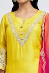 Surabhi Arya_Yellow Bamberg Silk Embroidered Placed Floral Dori Kurta Dhoti Pant Set _Online_at_Aza_Fashions