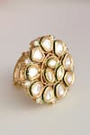 Shop_SWABHIMANN_Gold Plated Kundan Embellished Ring _at_Aza_Fashions