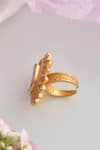 Shop_SWABHIMANN_Gold Plated Moissanite Polki Cutwork Embellished Ring_Online_at_Aza_Fashions