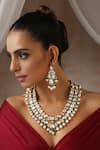 Buy_SWABHIMANN_White Moissanite Polki Pearls And Work Layered Necklace Set_Online_at_Aza_Fashions