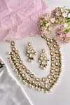 Shop_SWABHIMANN_White Moissanite Polki Pearls And Work Layered Necklace Set_at_Aza_Fashions