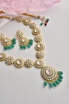 Shop_SWABHIMANN_Green Moissanite Polki Geometric Embellished Necklace Set _Online_at_Aza_Fashions