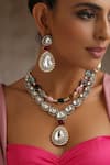 Buy_SWABHIMANN_Multi Color Moissanite Polki Embellished Layered Necklace Set_Online_at_Aza_Fashions