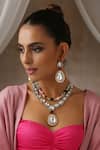 Buy_SWABHIMANN_Multi Color Moissanite Polki Embellished Layered Necklace Set_at_Aza_Fashions