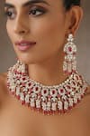 SWABHIMANN_Red Moissanite Polki Victorian Embellished Necklace Set_Online_at_Aza_Fashions