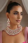 Buy_SWABHIMANN_Red Moissanite Polki Victorian Embellished Necklace Set_Online_at_Aza_Fashions