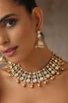 Buy_Swabhimann_Gold Plated Diamonds Geometric Polki Work Necklace Set _Online_at_Aza_Fashions