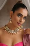 Buy_Swabhimann_Gold Plated Diamonds Geometric Polki Work Necklace Set _at_Aza_Fashions