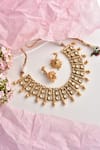 Shop_Swabhimann_Gold Plated Diamonds Geometric Polki Work Necklace Set _at_Aza_Fashions