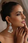 Buy_SWABHIMANN_Grey Moissanite Polki And Pearls Embellished Victorian Jhumkas_Online_at_Aza_Fashions