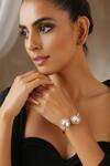 Buy_SWABHIMANN_Gold Plated Moissanite Polki Embellished Bracelet _Online_at_Aza_Fashions