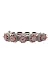 Shop_Noor_Red Pota Gemstones Embellished Bangle _at_Aza_Fashions