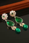 Shop_Noor_Green Kundan And Jadau Embellished Dangler Earrings_at_Aza_Fashions