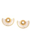 Noor_Gold Plated Abstract Carved Stud Earrings_Online_at_Aza_Fashions