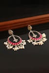 Shop_Noor_Pink Kundan And Jadau Embellished Chandbali Earrings_at_Aza_Fashions