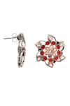 Buy_Noor_Red Kundan Embellished Floral-shaped Stud Earrings_Online_at_Aza_Fashions