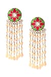 Shop_Noor_Pink Kundan Pearl Embellished Dangler Earrings_at_Aza_Fashions