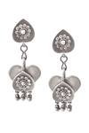 Noor_Silver Plated Floral Oxidised Dangler Earrings _Online_at_Aza_Fashions