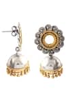 Buy_Noor_Silver Plated Floral Carved Jhumka Earrings_Online_at_Aza_Fashions