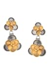 Noor_Silver Plated Floral Carved Detail Dangler Earrings _Online_at_Aza_Fashions