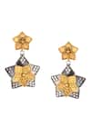 Noor_Silver Plated Floral Carved Earrings_Online_at_Aza_Fashions