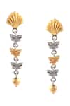 Noor_Silver Plated Shell Carved Dangler Earrings_Online_at_Aza_Fashions