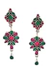Noor_Multi Color Cutdana Embellished Dangler Earrings_Online_at_Aza_Fashions