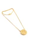 Noor_Gold Plated Abstract Carved Pendant Necklace_Online_at_Aza_Fashions