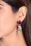 Buy_Noor_Red Hydro Stones Embellished Fish Carved Dangler Earrings_at_Aza_Fashions