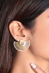 Buy_Noor_Gold Plated Abstract Carved Stud Earrings_at_Aza_Fashions