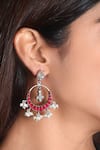 Buy_Noor_Pink Kundan And Jadau Embellished Chandbali Earrings_at_Aza_Fashions