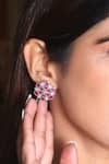 Buy_Noor_Pink Kundan Embellished Floral-shaped Stud Earrings_at_Aza_Fashions