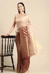 Buy_SAYISHA_Off White Silk Woven Floral Stripe And Ombre Saree With Running Blouse  _at_Aza_Fashions