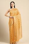 Buy_Sayisha_Yellow Silk Woven Floral Stripe And Vintage Pattern Saree With Running Blouse_at_Aza_Fashions