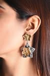 Buy_Noor_Silver Plated Floral Carved Earrings_at_Aza_Fashions
