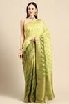 Buy Sayisha Green Silk Woven Floral Stripe And Vintage Ombre Saree With Running Blouse at Aza Fashions Buy_Sayisha_Green Silk Woven Floral Stripe And Vintage Ombre Saree With Running Blouse_at_Aza_Fashions