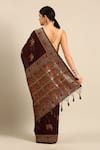 Shop_SAYISHA_Brown Silk Woven Parakeet Twin Saree With Running Blouse  _at_Aza_Fashions