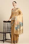 Buy_SAYISHA_Beige Silk Patterned Animal And Lotus Motif Saree With Running Blouse _Online_at_Aza_Fashions
