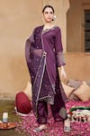 Buy_Seher Jaipur_Purple Muslin Silk Embroidery Floral Notched V Neck Aiza Kurta Set _at_Aza_Fashions